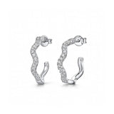 Jools by Jenny Brown cubic zirconia wavy hoop earrings 3cm, imported from the UK
