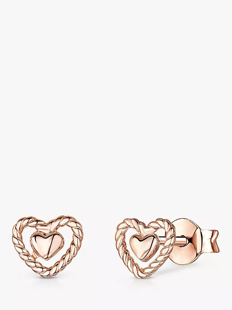 Jools by Jenny Brown Woven Heart Stud Earrings