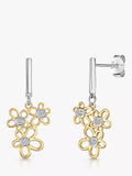 Jools by Jenny Brown Cubic Zirconia Triple Flower Cluster Drop Earrings