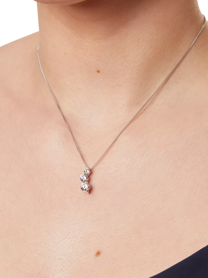 Jools by Jenny Brown cubic zirconia pendant necklace silver (British brand)