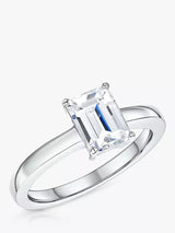 John Lewis Jools by Jenny Brown Emerald Cut Cubic Zirconia Ring Silver- Buy online at McGrocer