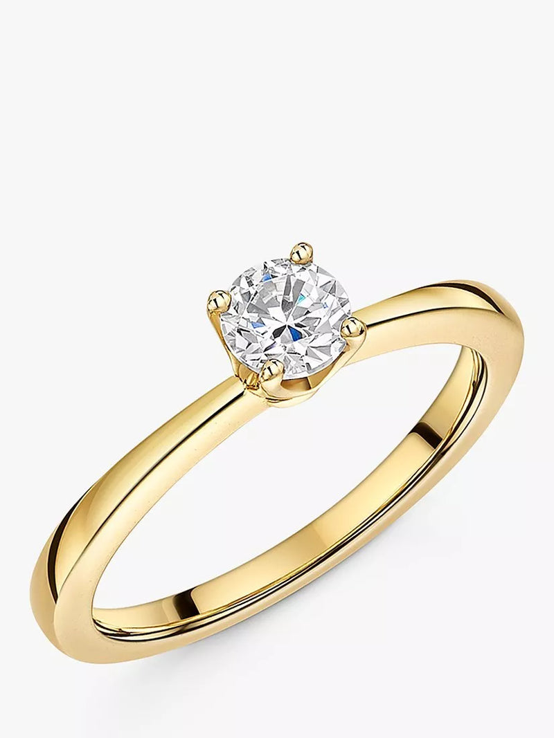 Jools by Jenny Brown Solitaire Round Cut Cubic Zirconia 5mm Ring, Gold, P
