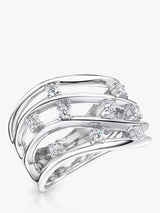 John Lewis Jools by Jenny Brown Cubic Zirconia Four Strand Band Ring, Silver- Buy online at McGrocer