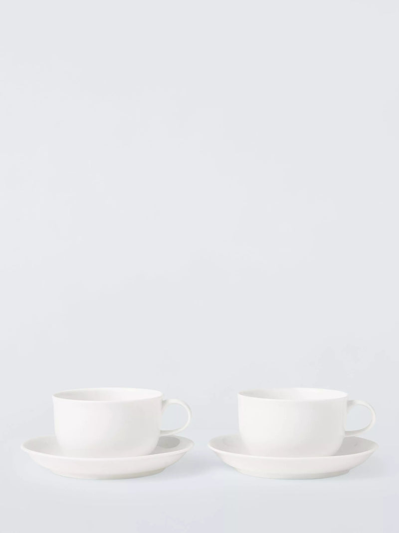 John Lewis + Queensberry Hunt Cupola bone china cup and saucer set, white, 2-piece, 280ml, UK version