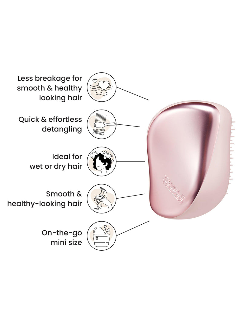 Tangle Teezer compact hairbrush Pink Matte Chrome (British brand)