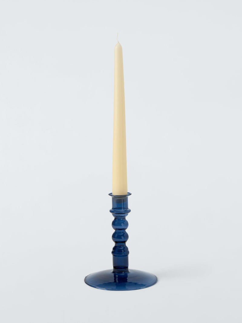 John Lewis navy glass bobbin candle holder 14 cm - British product