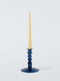 John Lewis navy glass bobbin candle holder 14 cm - British product