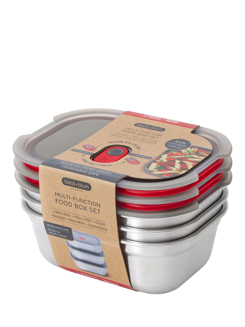 black+blum stainless steel lunch boxes set of 3 900ml, imported from the UK