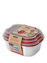 John Lewis black+blum Stainless Steel Microwaveable Rectangular Nesting Lunch Box Set of 3- Buy online at McGrocer