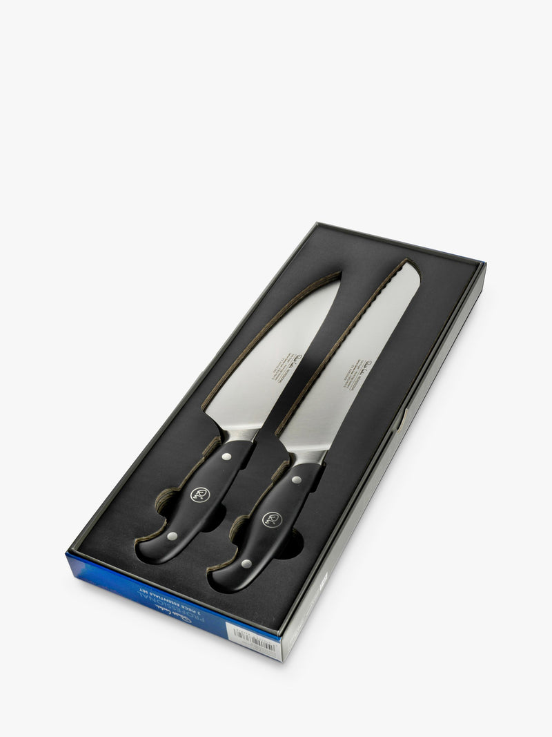 Robert Welch 2-piece knife set with chef's and bread knife (British brand)