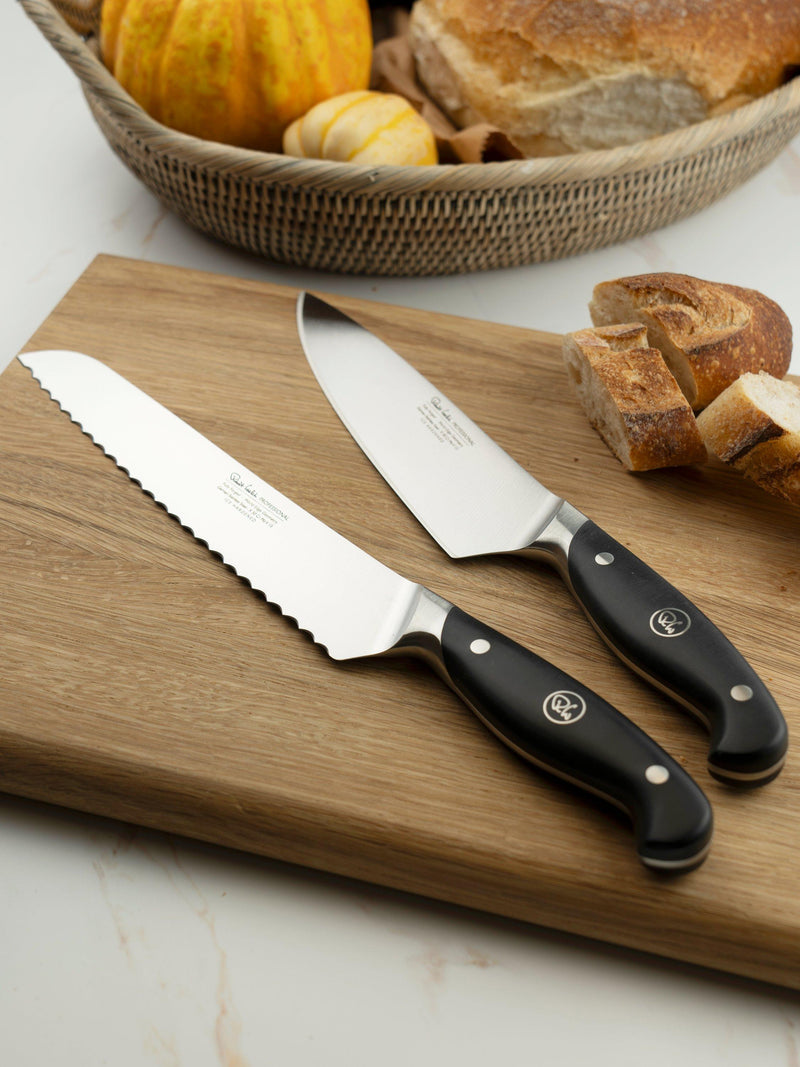 Robert Welch 2-piece knife set with chef's and bread knife (British brand)