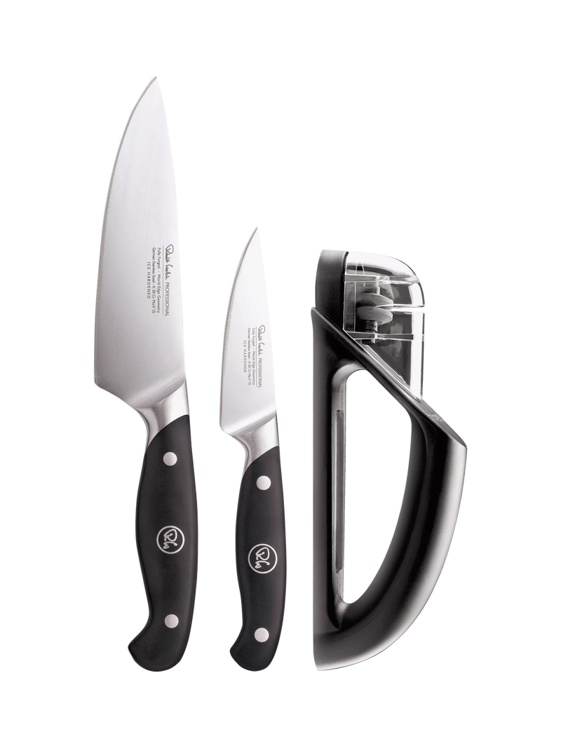 Robert Welch 3-piece knife set 9cm 15cm with sharpener (British brand)