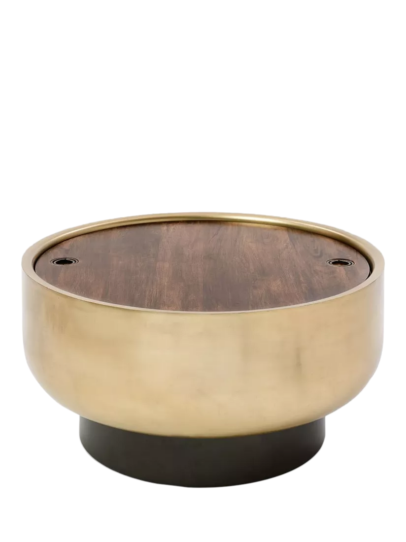 West Elm Drum Coffee Table Antique Brass UK version