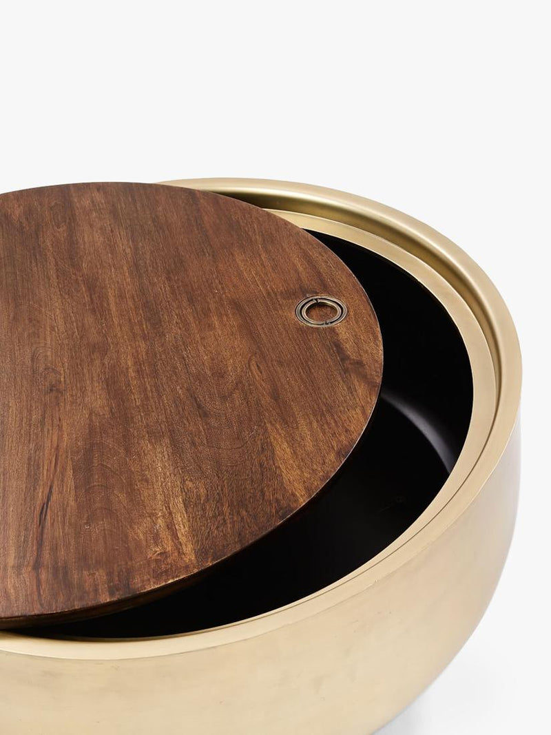 West Elm Drum Coffee Table Antique Brass UK version