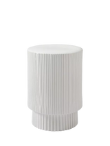 John Lewis West Elm Indoor/Outdoor Fluted Earthenware Side Table, White, H45 x W33 x D33 cm- Buy online at McGrocer