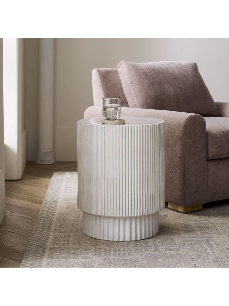 West Elm fluted earthenware side table white, UK version