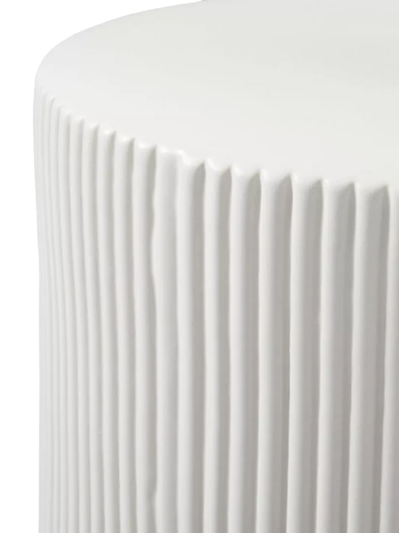 West Elm fluted earthenware side table white, UK version