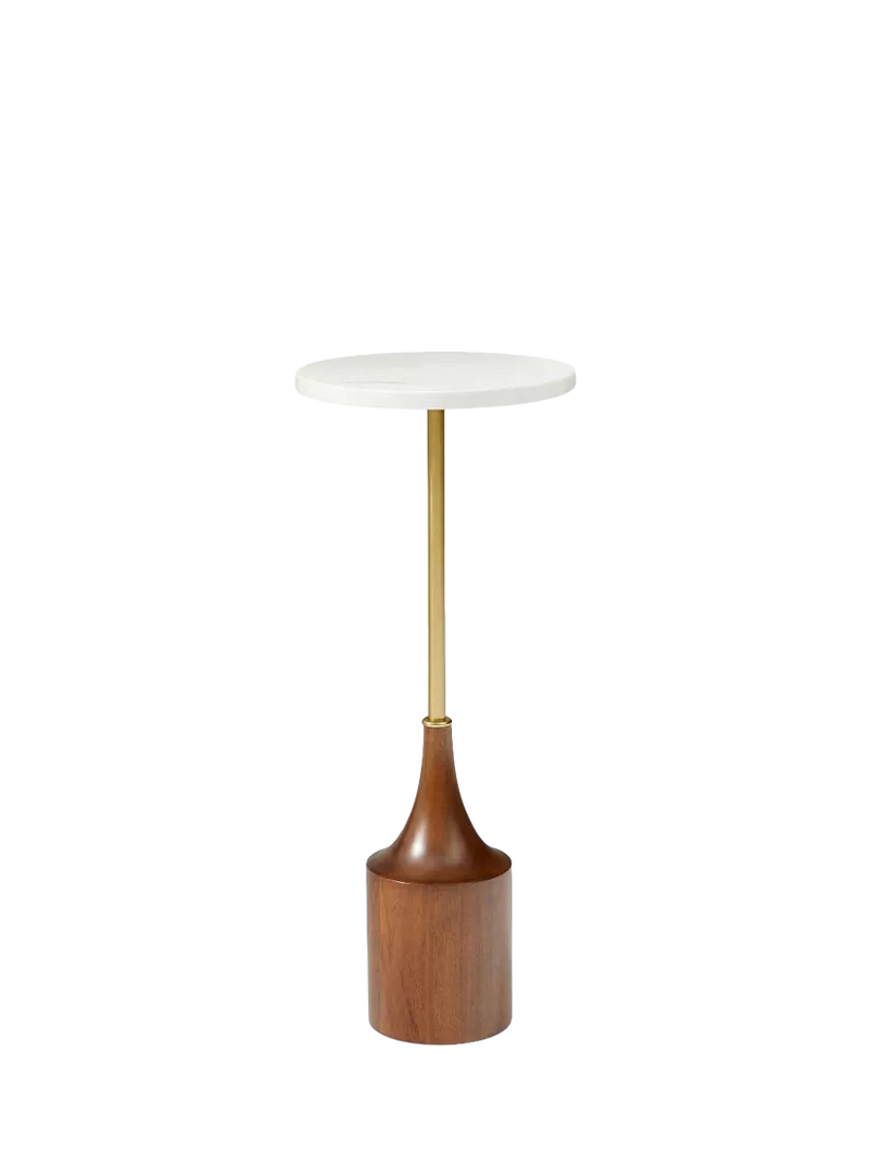 West Elm Hudson side table with marble top and walnut base, UK version