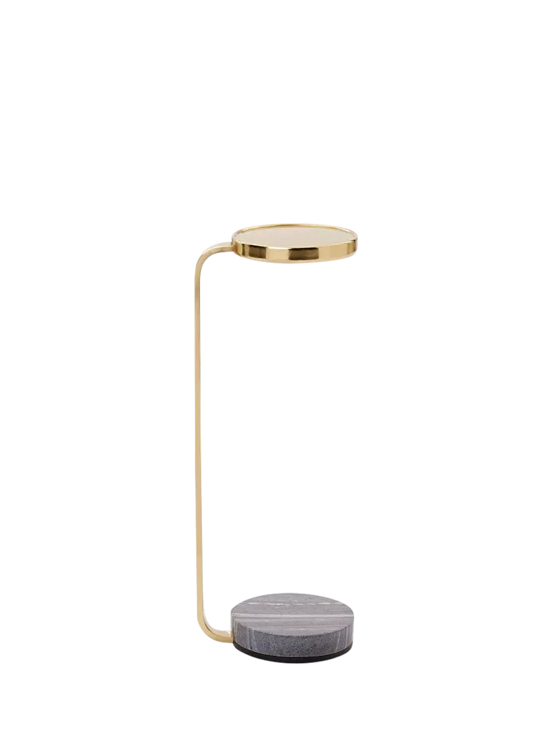 West Elm Murray marble base drinks table antique brass, UK version