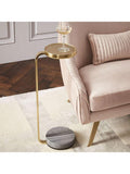 West Elm Murray marble base drinks table antique brass, UK version