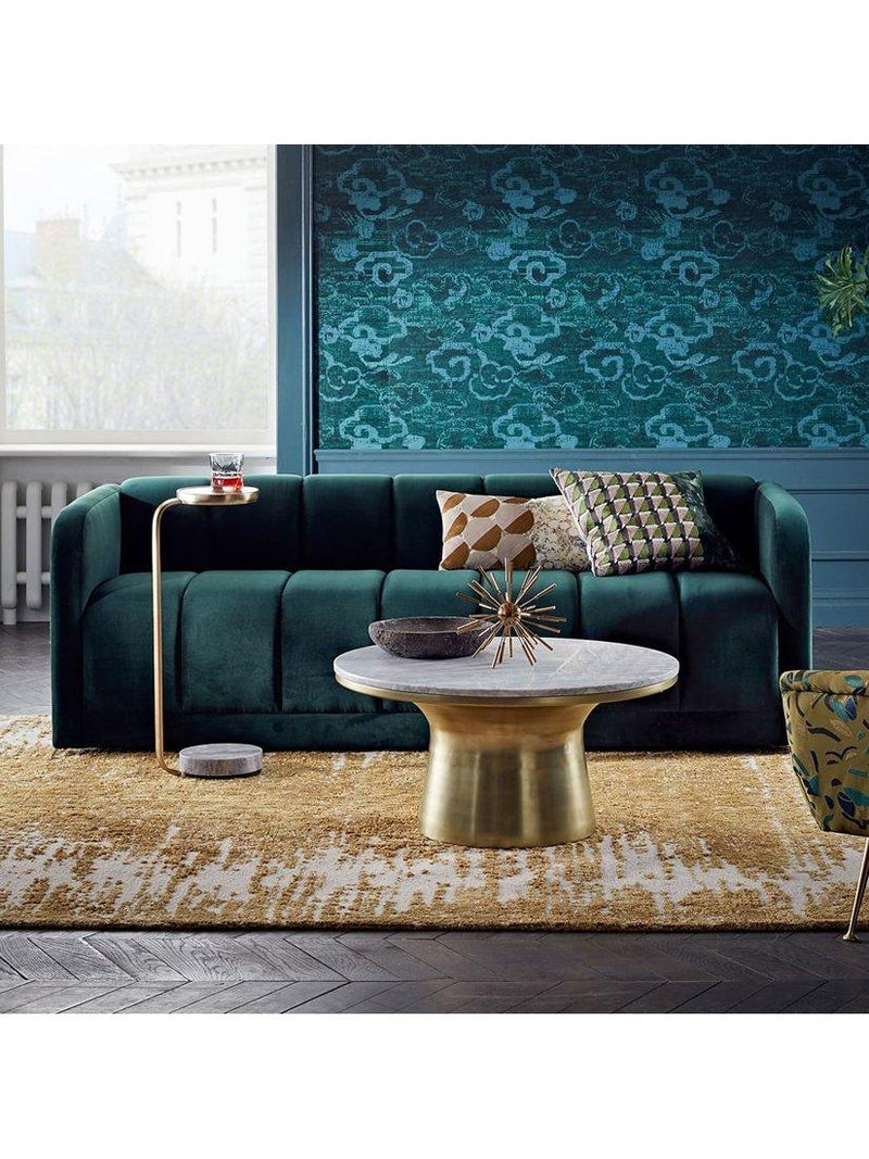 West Elm Murray marble base drinks table antique brass, UK version