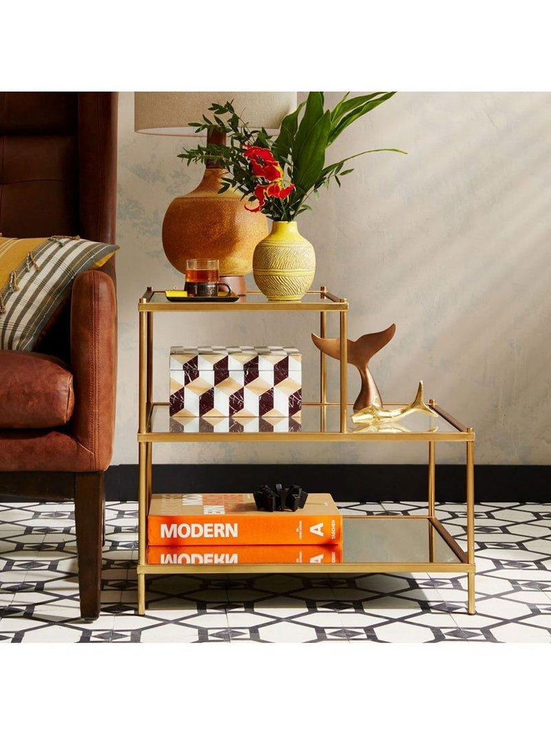 West Elm Terrace Side Table Antique Brass 59cm height - British product