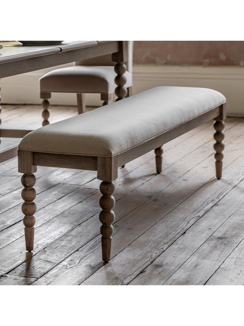 Gallery Direct Bessemer oak upholstered dining bench 145cm, UK version