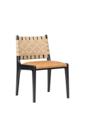 West Elm Dunham dining chair with leather and fabric - British product