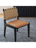West Elm Dunham dining chair with leather and fabric - British product