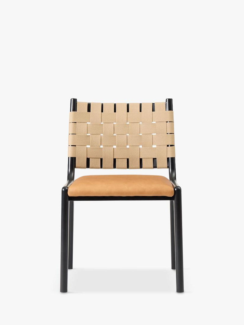 West Elm Dunham dining chair with leather and fabric - British product