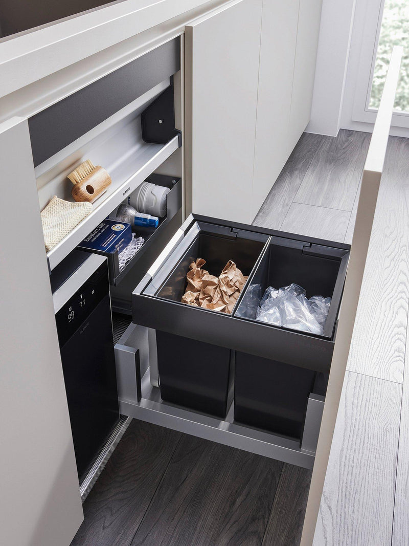 BLANCO under counter pull-out kitchen bin dark grey 2x26L - British product
