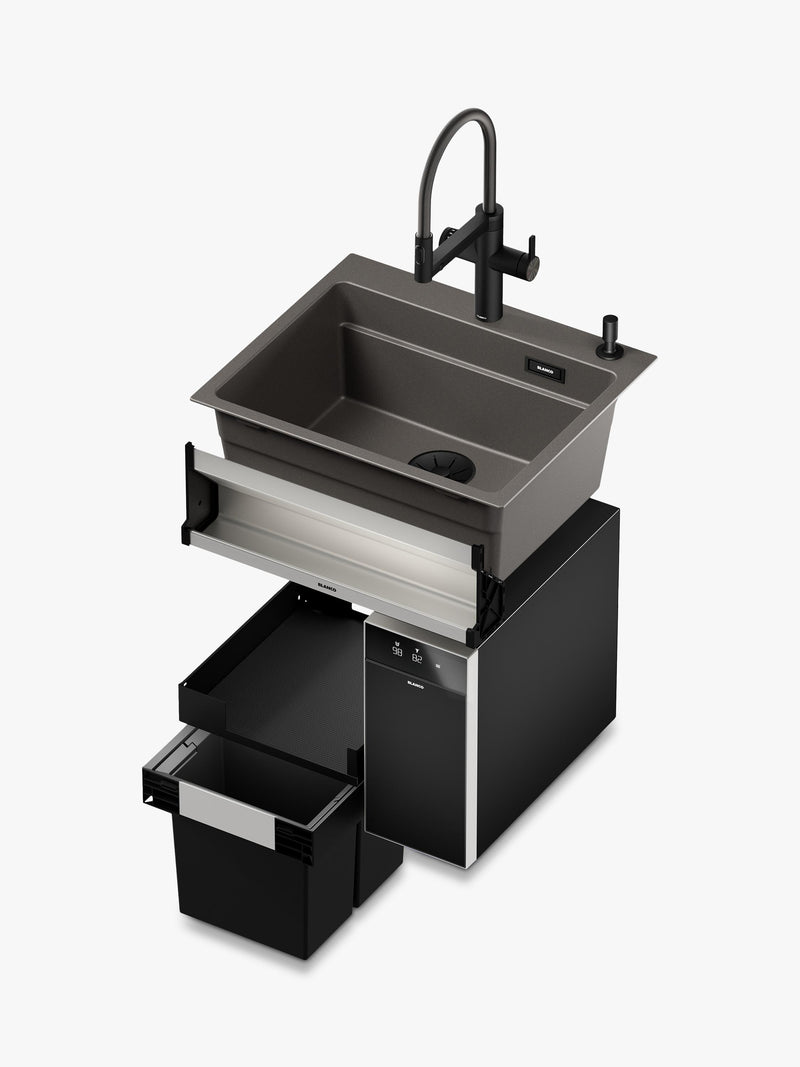 BLANCO under counter pull-out kitchen bin dark grey 2x26L - British product
