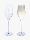 Dartington Crystal Mrs and Mrs engraved Prosecco Glass Flutes 260ml - British product