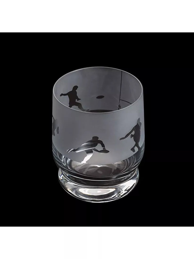 Dartington Crystal rugby etched glass tumbler 350ml (British brand)