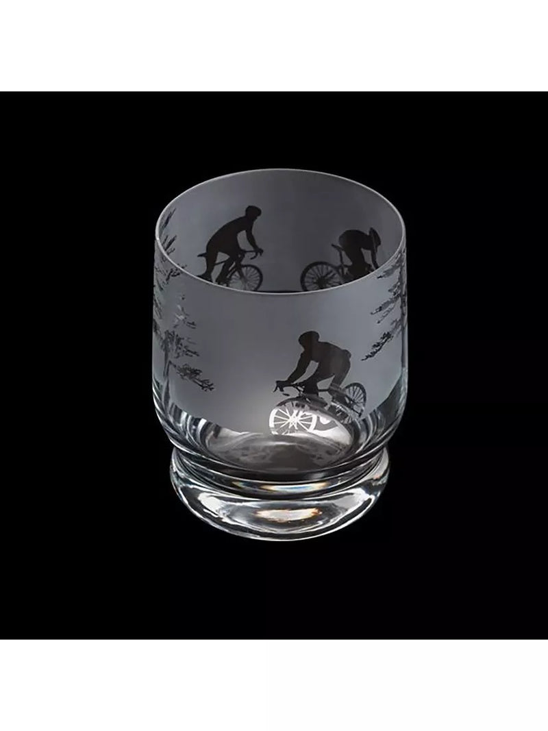 Dartington Crystal cycling etched glass tumbler 350ml, UK version