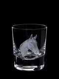 Dartington Crystal hand engraved horse glass tumbler 300ml clear - British product
