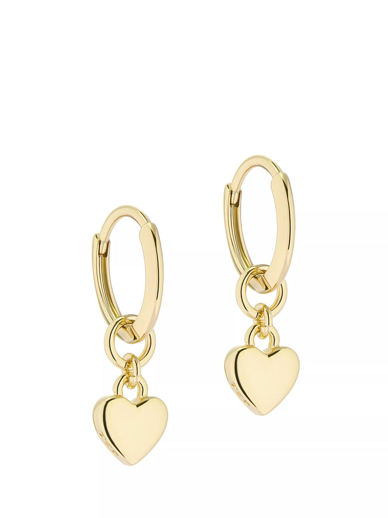 Ted Baker Harrye Tiny Heart Huggie Earrings gold tone crystal, UK version