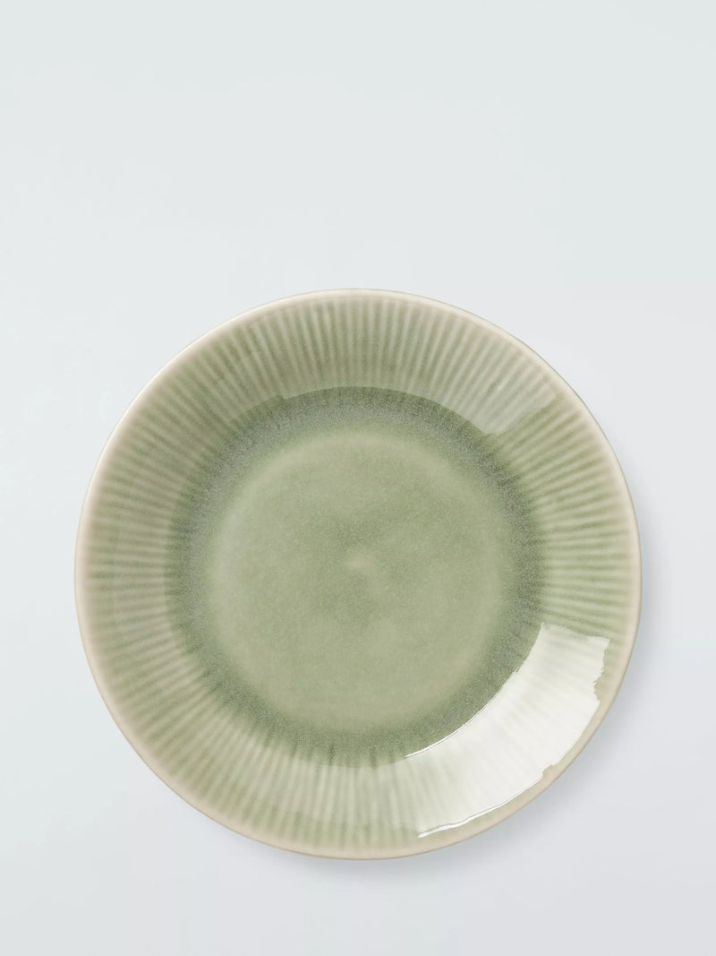John Lewis green stoneware side plate 16cm, imported from the UK