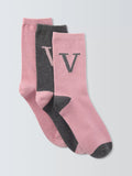 John Lewis Christmas Alphabet ankle socks 3 pack pink and grey - British product