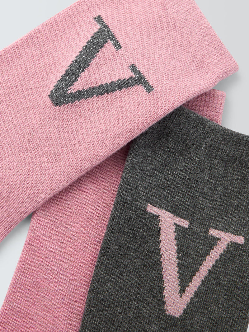 John Lewis Christmas Alphabet ankle socks 3 pack pink and grey - British product