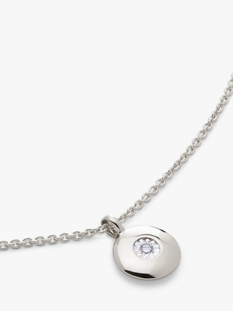 Monica Vinader birthstone round pendant necklace in sterling silver (British brand)