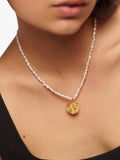 Monica Vinader Capri gold vermeil mini pearl necklace, imported from the UK
