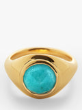 Monica Vinader Eclipse signet ring in gold with amazonite, UK version