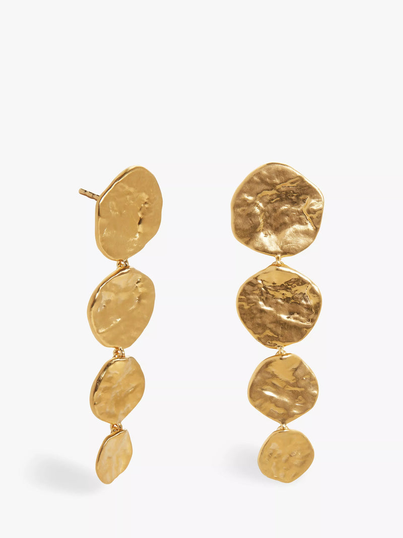 Monica Vinader Capri gold vermeil disc cocktail earrings, imported from the UK