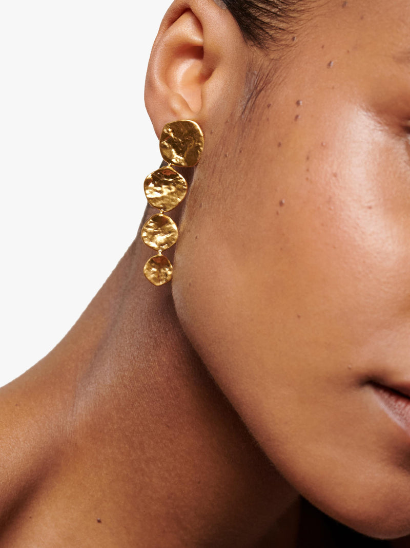 Monica Vinader Capri gold vermeil disc cocktail earrings, imported from the UK