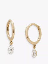 John Lewis Monica Vinader 14ct Yellow Gold Lab Grown Diamond Huggie Drop Earrings- Buy online at McGrocer