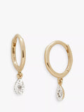 Monica Vinader 14ct gold huggie drop earrings with diamond - British product