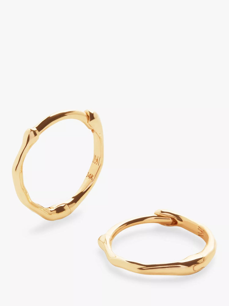 Monica Vinader Siren Mini huggie earrings in gold, imported from the UK