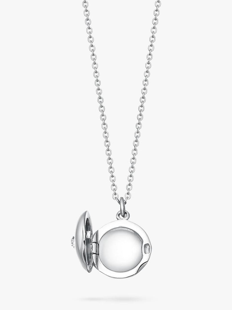 Astley Clarke mini locket necklace with cultured white sapphire (British brand)
