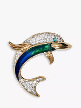 John Lewis Eclectica Pre-Loved Attwood & Sawyer Enamel Swarovski Crystal Dolphin Brooch, Circa 1980s- Buy online at McGrocer